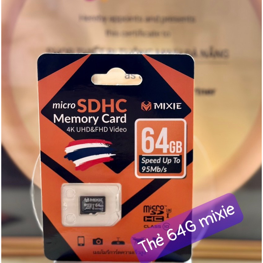Thẻ nhớ 32G/64G Mixie 95Mb/s, Hàng nhập khẩu Thái Lan, Bảo hành 36 Tháng chính hãng