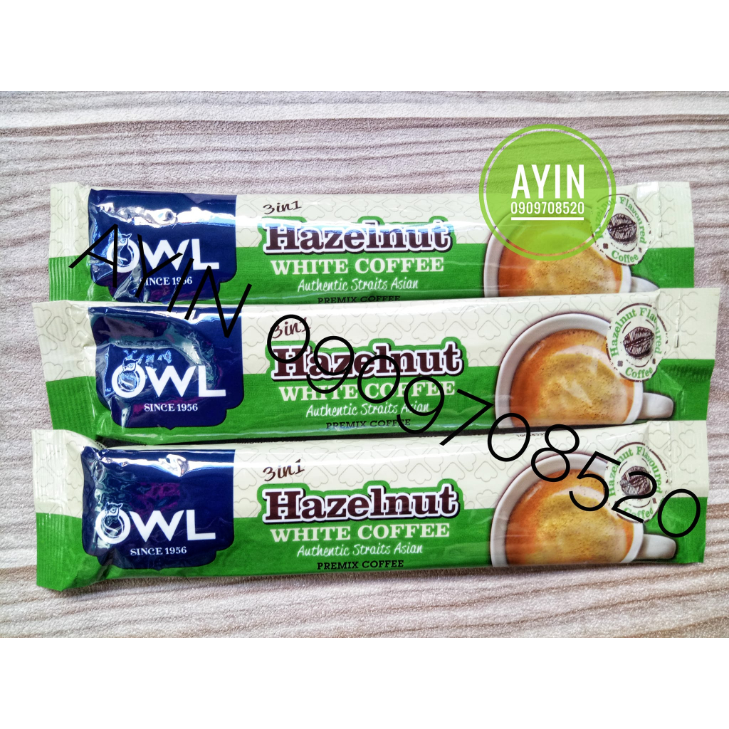 Gói Lẻ - Cà Phê Trắng OWL Vị Hạt Phỉ Malaysia