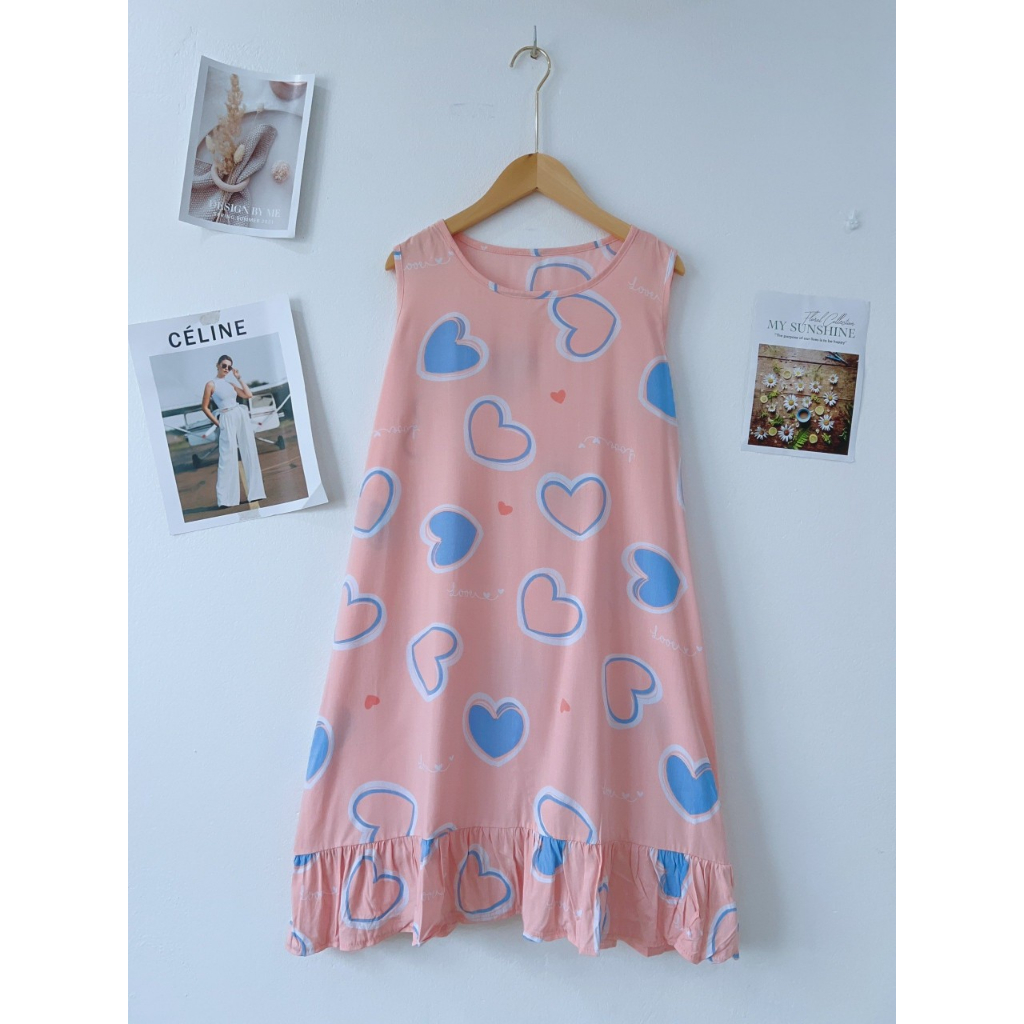 Váy Bầu Sát Nách Mặc Ngủ Mùa Hè Ở Nhà Lanh Lụa Mát Mẻ Thấm Hút Mồ Hôi