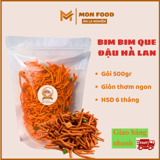 500g bim bim tăm đậu hà lan, snack bimbim que đậu hà lan, đồ ăn vặt ngon