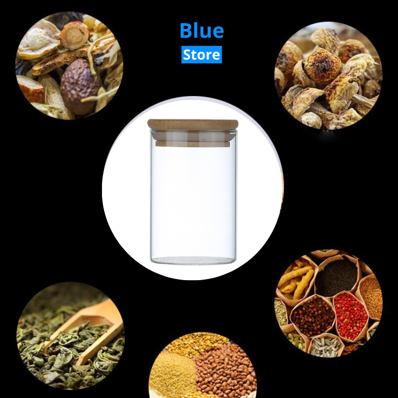 Lọ thủy tinh nắp gỗ, hũ thủy tinh vuông decor, trang trí nhà bếp đựng thực phẩm, đồ khô dung tích 250-1000ml
