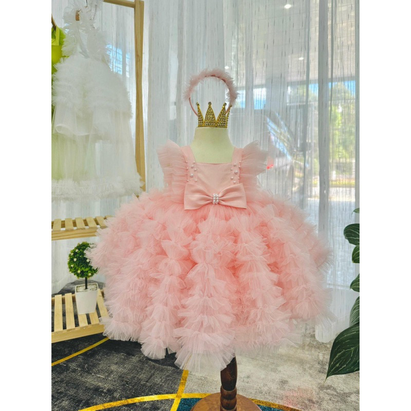 Đầm công chúa bé gái, váy công chúa cho bé yêu tặng kèm bờm xinh xắn C4