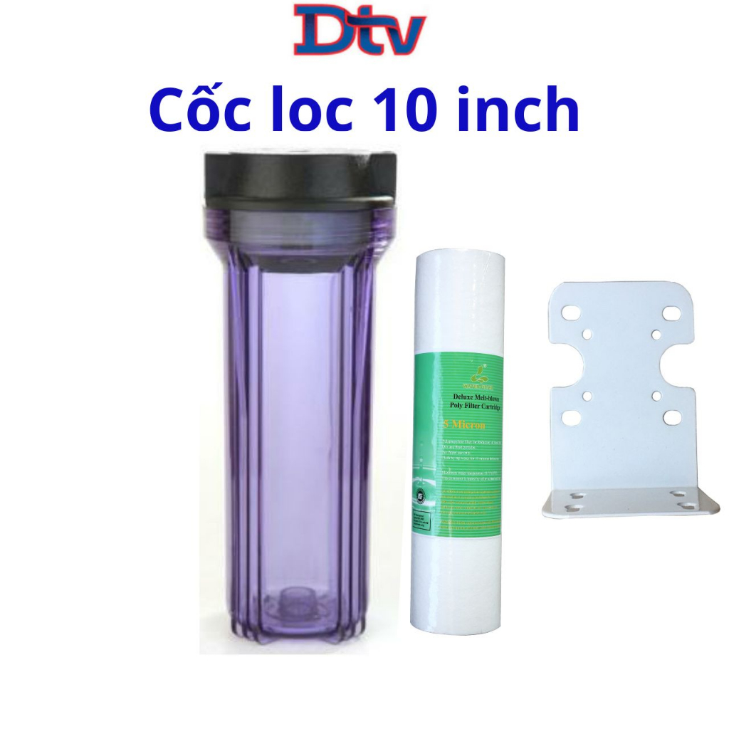 Cốc lọc nước đầu nguồn, cốc máy RO, lọc nước sinh hoạt 10 inch ren 21 - DTVSHOP