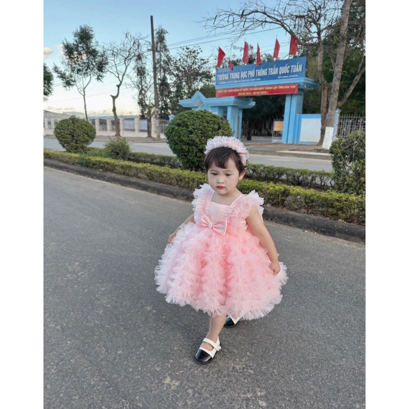 Đầm công chúa bé gái, váy công chúa cho bé yêu tặng kèm bờm xinh xắn C4