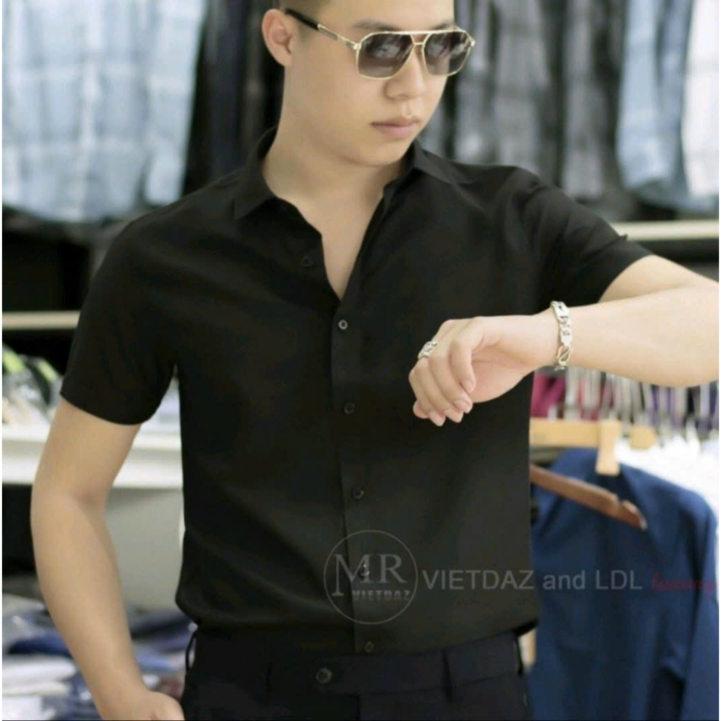 (có video) Áo sơ mi nam ngắn tay trơn cao cấp 4 màu vải lụa mềm chất đẹp thoáng mát | BigBuy360 - bigbuy360.vn