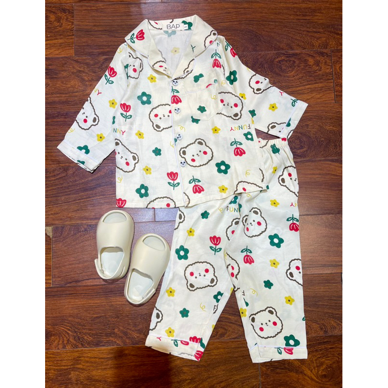 Đồ bộ pijama đũi lạnh tay dài quần dài cho bé trai bé gái