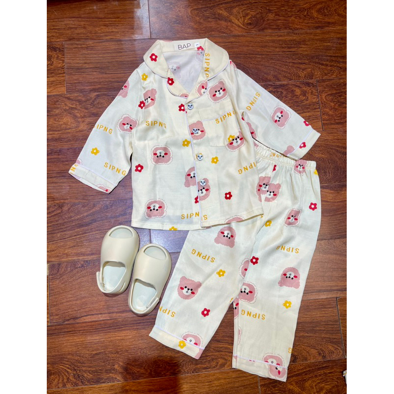 Đồ bộ pijama đũi lạnh tay dài quần dài cho bé trai bé gái