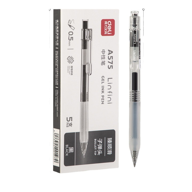 Bút bi bấm gel văn phòng Deli A575 ngòi 0,5mm