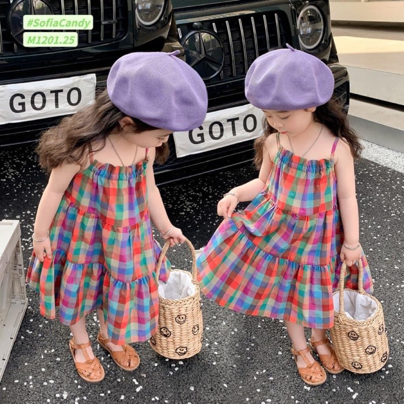 Váy cho bé gái, váy kẻ thô mềm mát cực xinh cho bé yêu C5