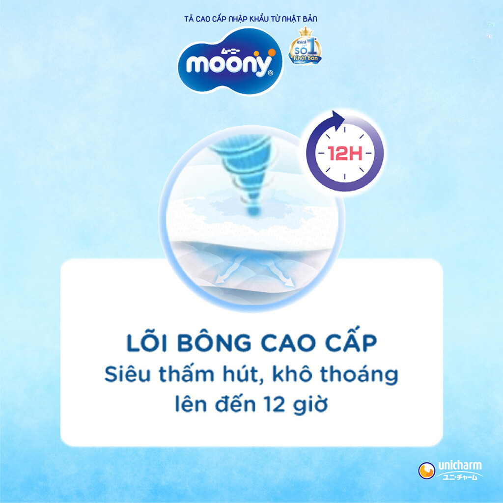 Tã dán sơ sinh Moony Newborn 90 miếng - Nhập khẩu Nhật Bản