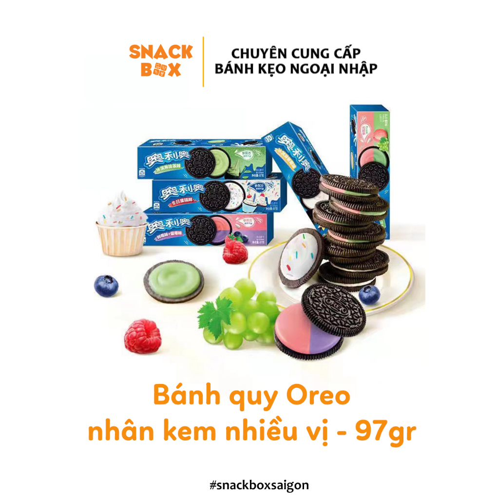 (8 Vị) Bánh Oreo Nhân Kem Nhiều Vị Mix Đặc Biệt Hộp 97gr