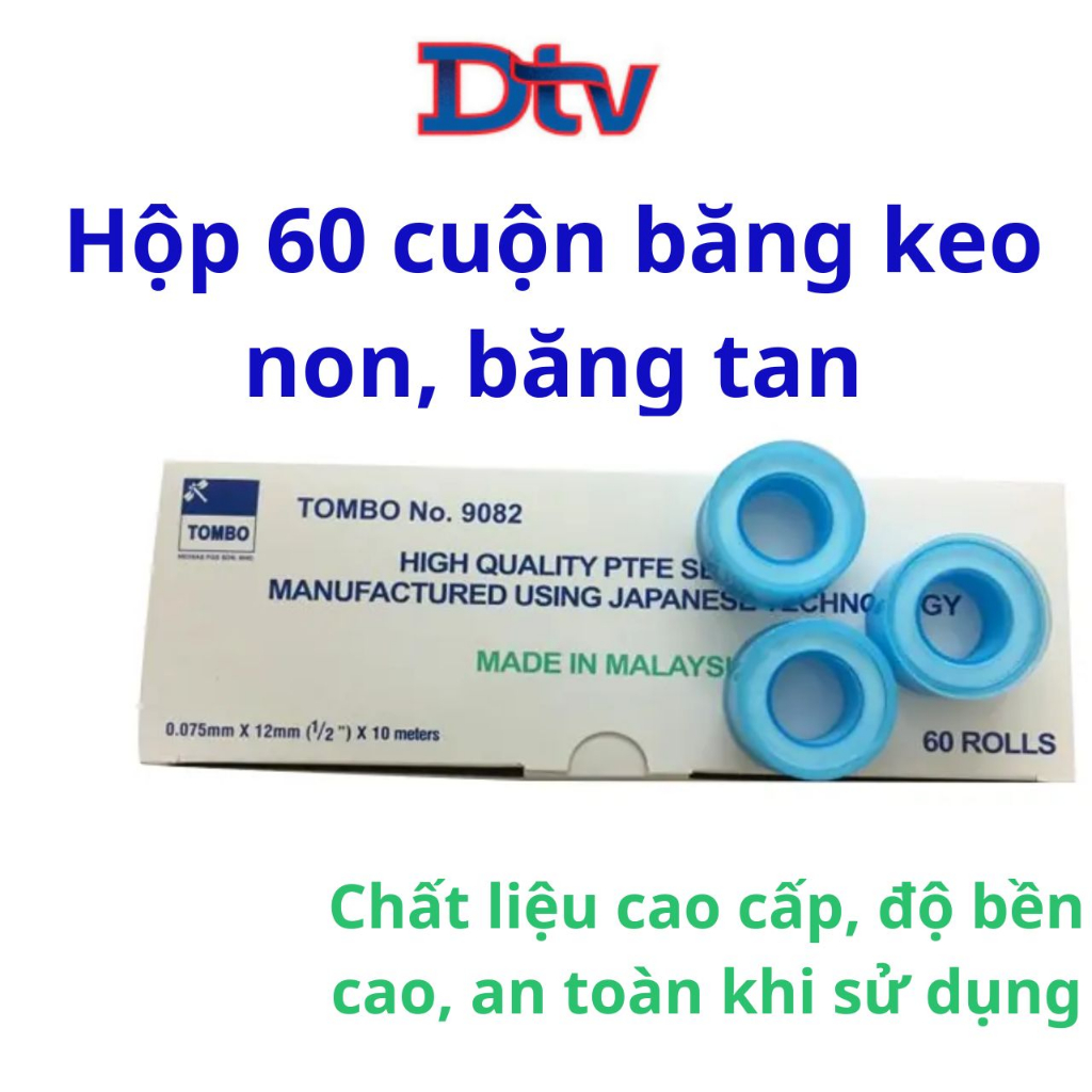 Hộp 60 cuộn băng keo non băng tan tombo cao su non Tomlo dày dai loại tốt - DTVSHOP