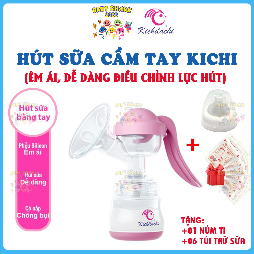 Máy Hút Sữa Cầm Tay Kichilachi, Bình Vắt Sữa Cho Bé (Tặng kèm núm ti và 6 túi trữ sữa)