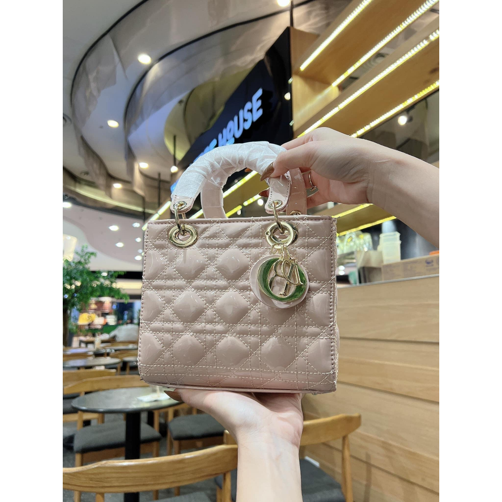 Túi xách D Lady vuông bóng Fullbox | SN01118+20