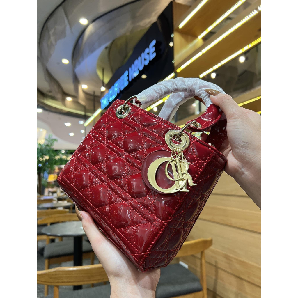 Túi xách D Lady vuông bóng Fullbox | SN01118+20