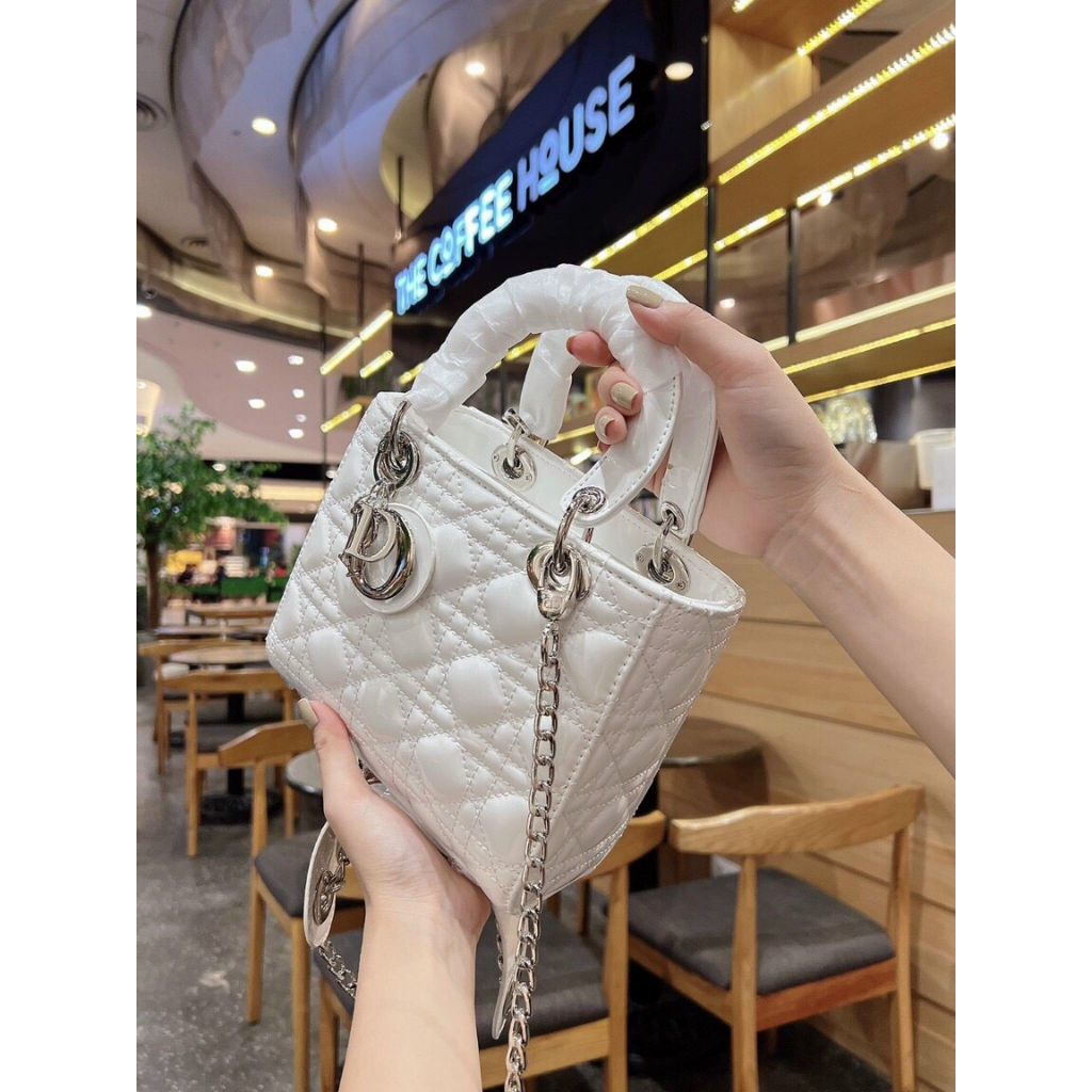 Túi xách D Lady vuông bóng Fullbox | SN01118+20