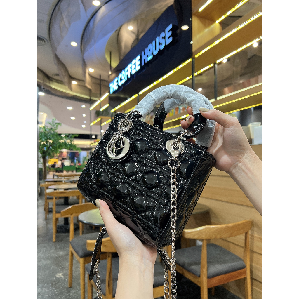 Túi xách D Lady vuông bóng Fullbox | SN01118+20