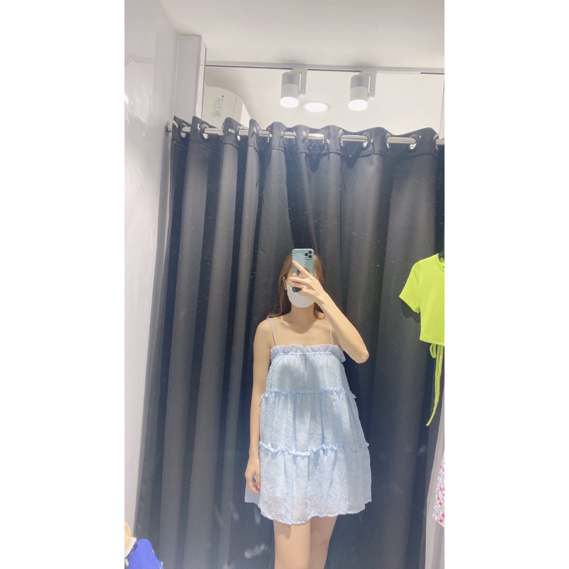 Đầm baby doll 2 dây xanh dương Dottie