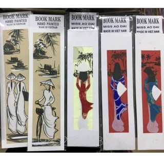 Đánh dấu trang bằng giấy gió vẽ tay cô gái, phong cảnh Việt Nam - kẹp sách - book mark