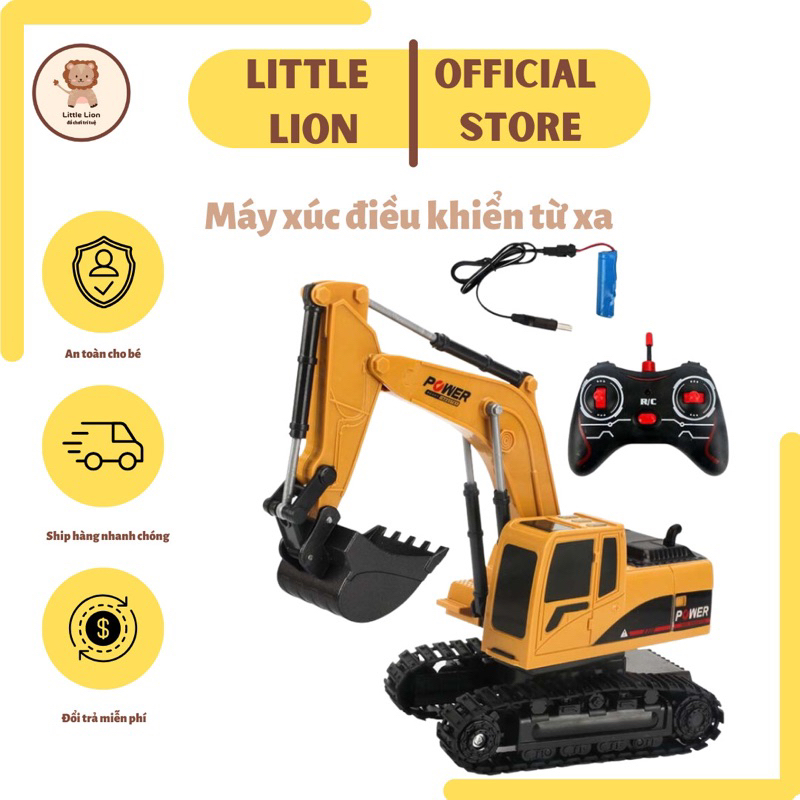 Xe máy xúc, mô hình máy xúc điều khiển từ xa, máy xúc đồ chơi điều khiển, xe công trình cho bé