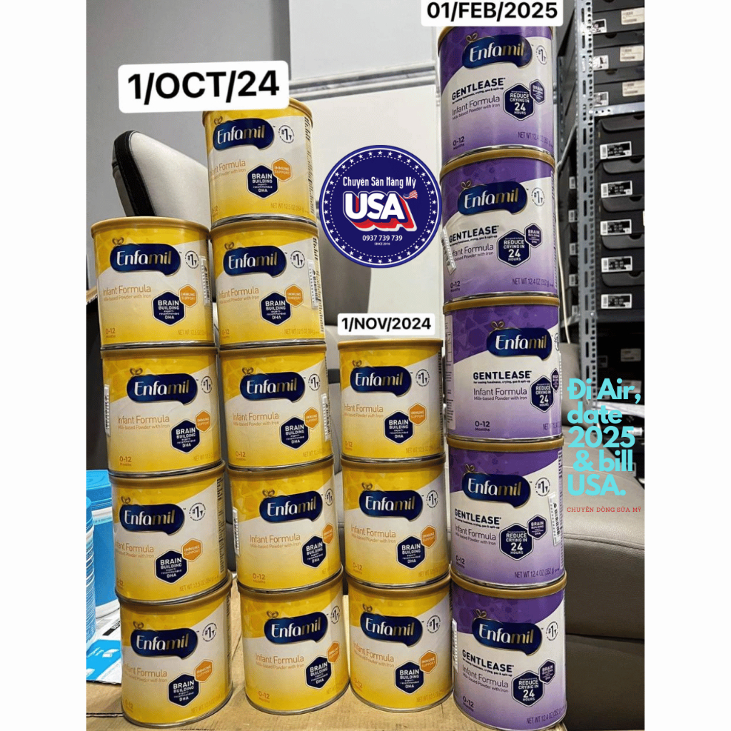 [Mẫu mới] Sữa bột Enfamil Infant Formula Date Xa 2024-2025 ( Vàng - Tím )