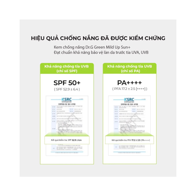 Kem chống nắng Dr.G Green Mild Up Sun SPF50+/PA++++ 50ml