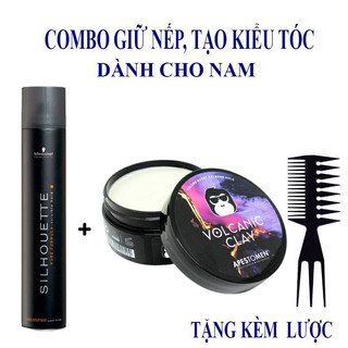 Sáp vuốt tóc vocanic + GÔM XỊT TÓC.( tặng lược tạo kiểu)