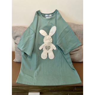 Áo thun from rộng tay lỡ thun cotton khô dày dặn xịn sò đáp thêu hình chú thỏ áo phông bán chạy giá rẻ quần unisex