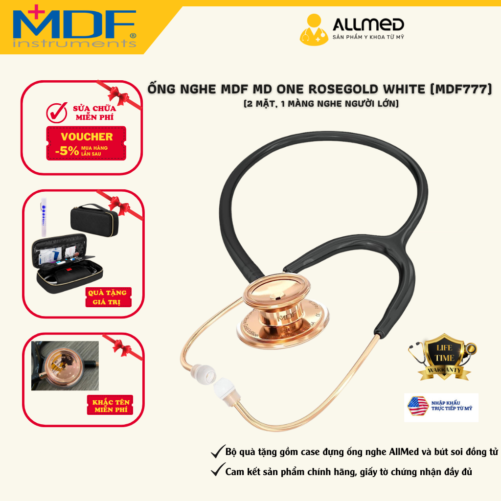 Ống nghe classic MDF® MD One® Đen vàng   nhập từ Mỹ