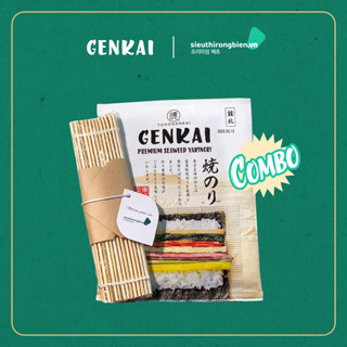Rong biển cuộn cơm làm kimbap/ sushi siêu thơm ngon GENKAI và mành cuộn cơm chất liệu tre cao cấp (Combo Ưu Đãi)