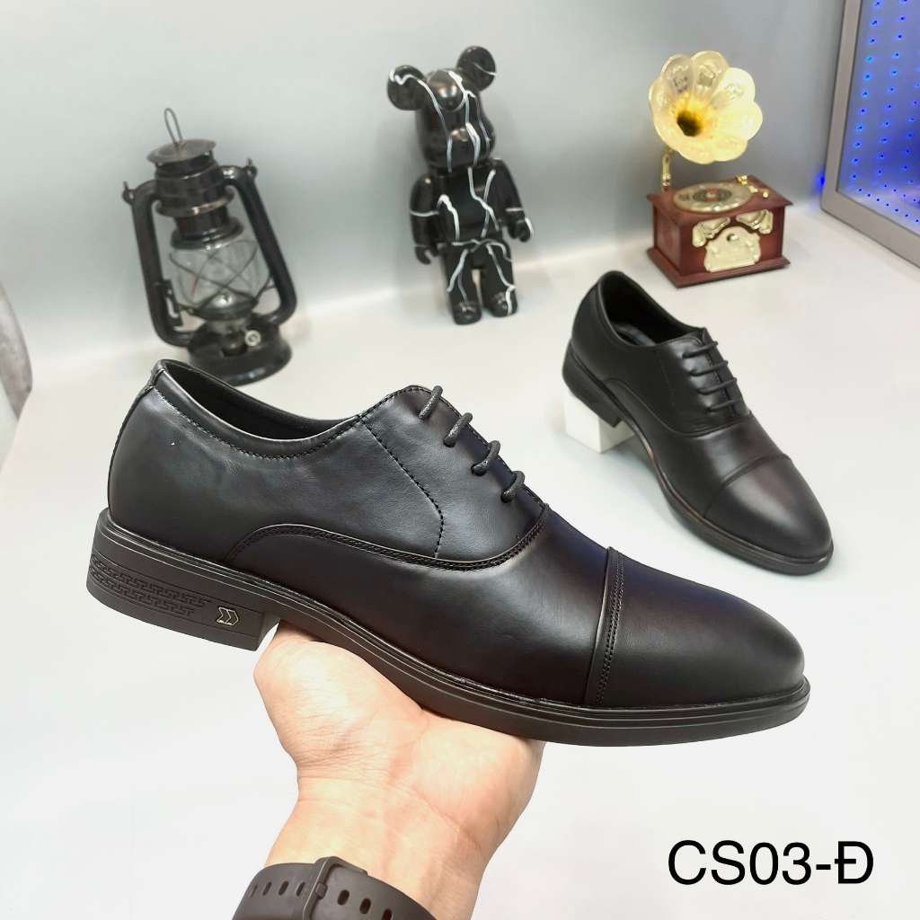 Giày tây nam mũi tròn chất liệu da bò màu đen, nâu thời trang công sở CS03 - Puno Official Store