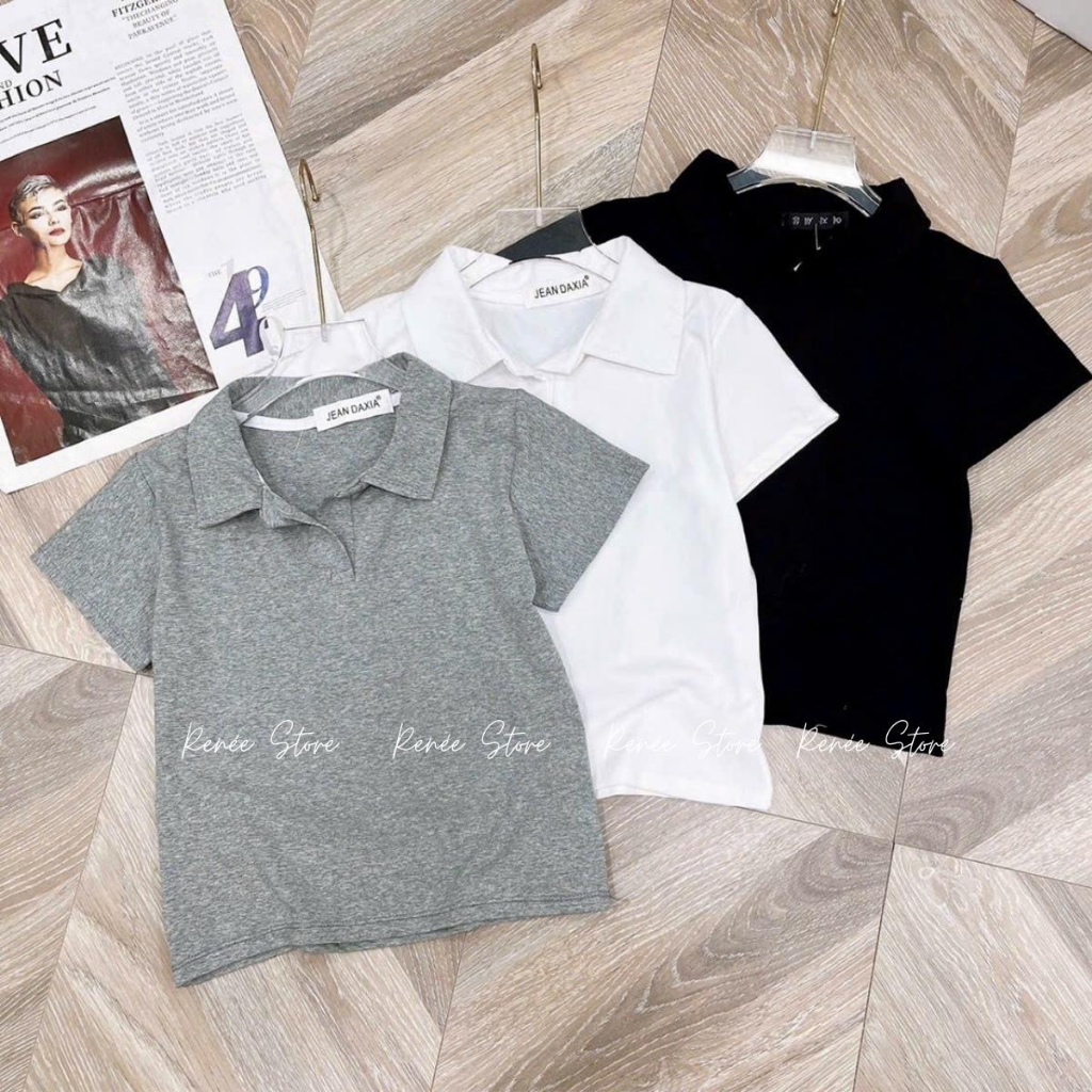 Áo Thun Croptop Polo Renee Ngắn Tay Cotton Loại 1 Co Giãn 4 Chiều, Áo Phông Cổ Bẻ Dáng Ngắn - AP39