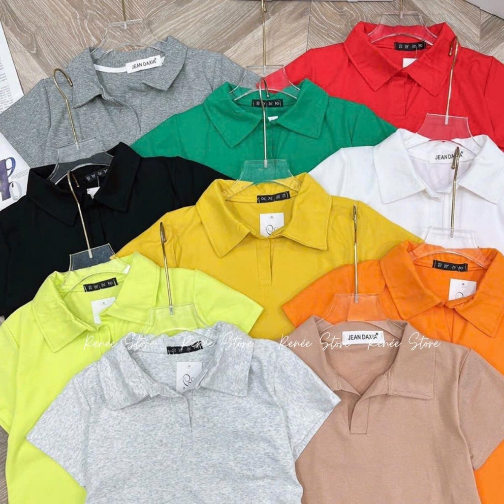 Áo Thun Croptop Polo Renee Ngắn Tay Cotton Loại 1 Co Giãn 4 Chiều, Áo Phông Cổ Bẻ Dáng Ngắn - AP39