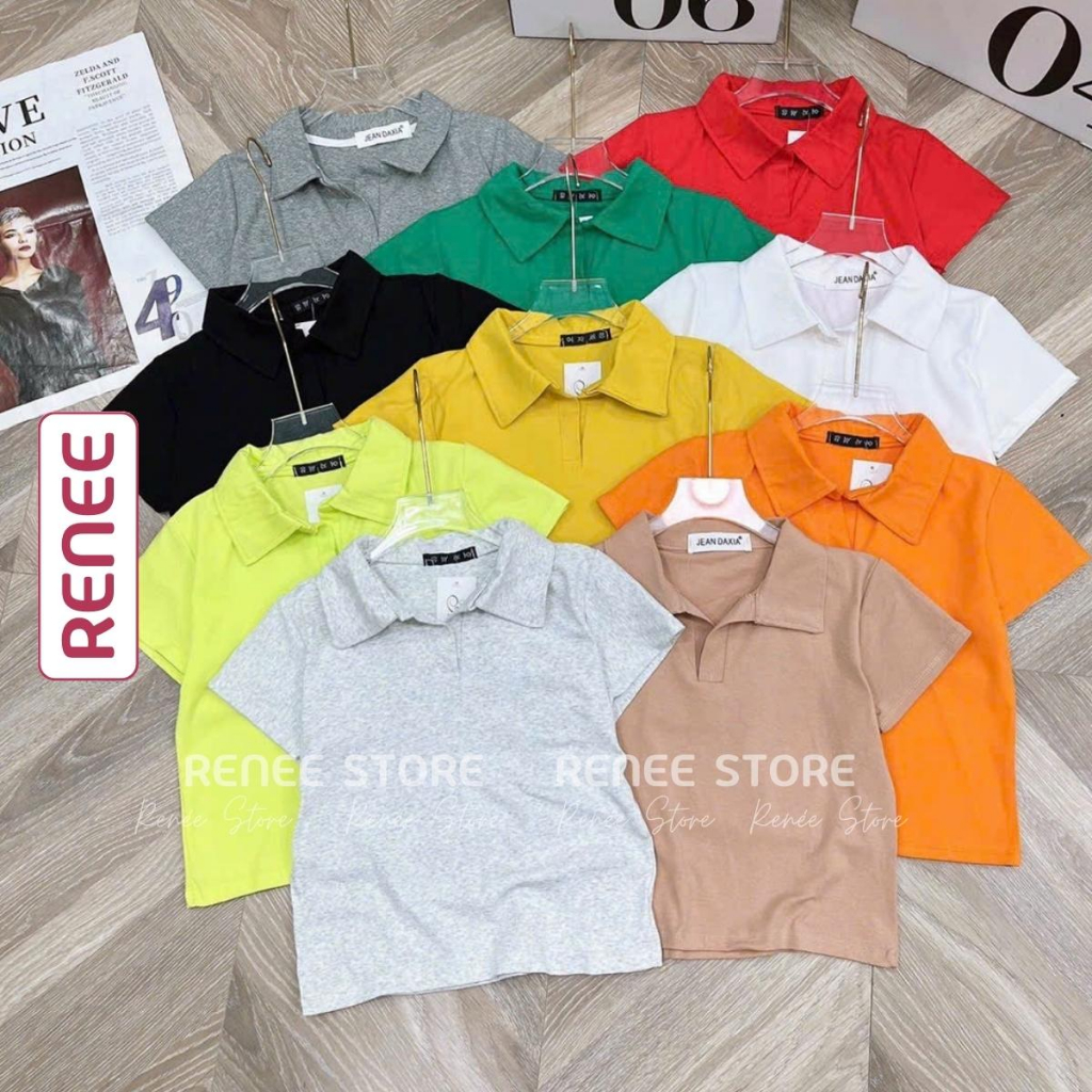 Áo Thun Croptop Polo Renee Ngắn Tay Cotton Loại 1 Co Giãn 4 Chiều, Áo Phông Cổ Bẻ Dáng Ngắn - AP39