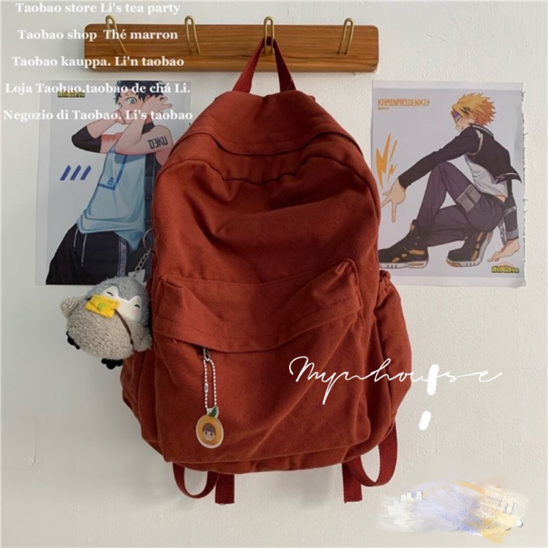 Balo Trơn Basic Nữ Ulzzang Vải Canvas Thô A05