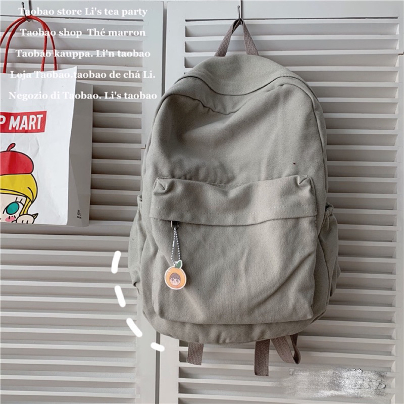 Balo Trơn Basic Nữ Ulzzang Vải Canvas Thô A05