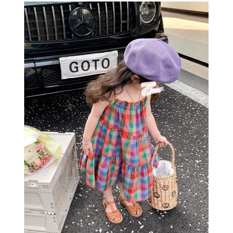 Váy cho bé gái, váy kẻ thô mềm mát cực xinh cho bé yêu C5