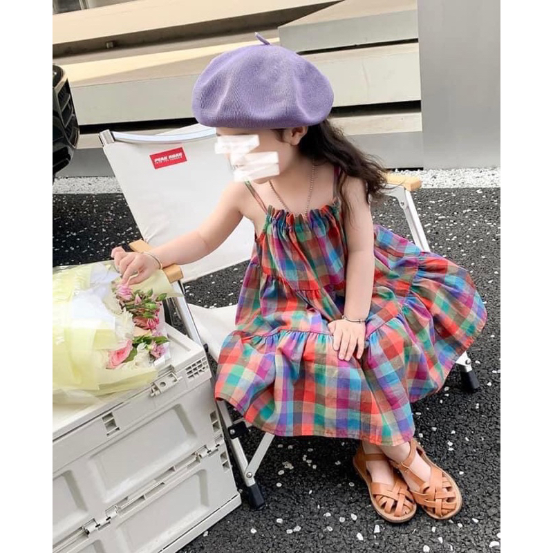 Váy cho bé gái, váy kẻ thô mềm mát cực xinh cho bé yêu C5