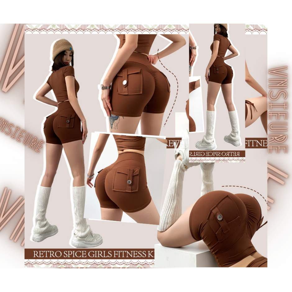 Quần Short Tập Gym, Yoga Lưng Cao MITAOGIRL có túi