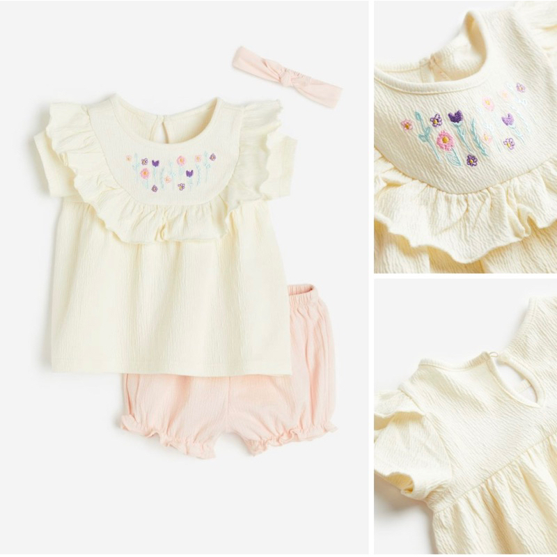 Set bộ bé gái mùa hè kèm băng đô xinh cho bé gái săn sale US sz 2-3y