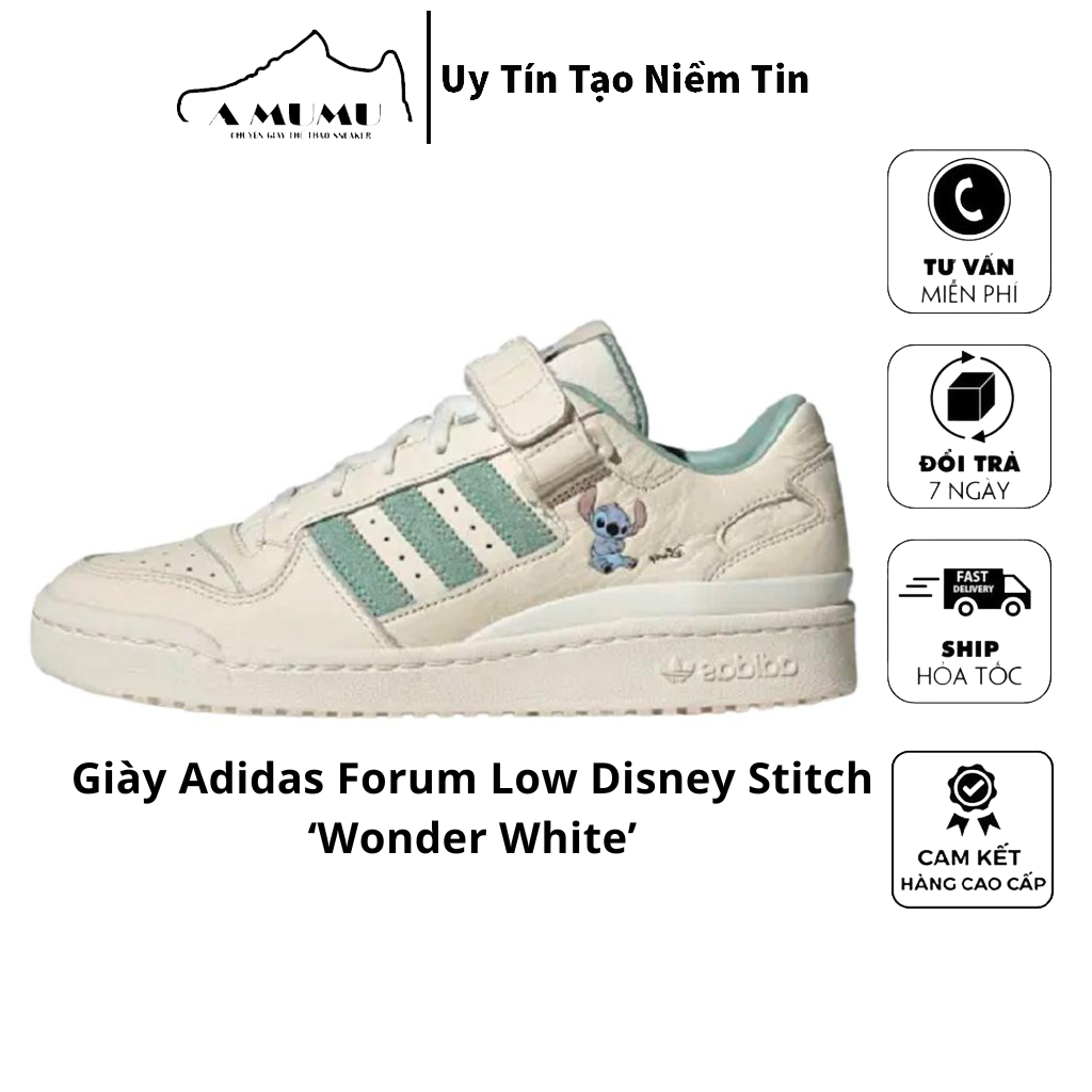 GIÀY ADIDAS FORUM DISNEY WHITE GREEN  MÀU XANH QUAI DÁN