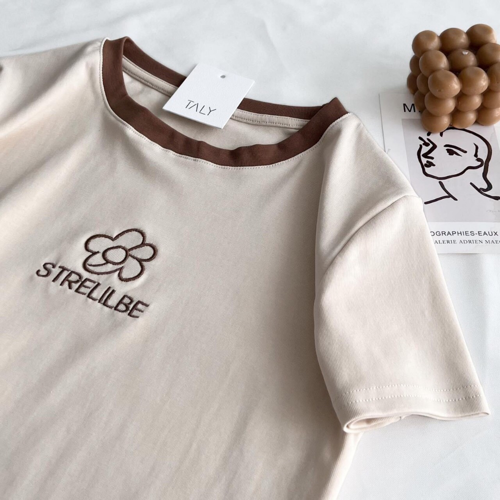 Áo thun baby tee in hoa MS03 - Hiel_boutique - áo phông nữ chất cotton 3158 co dãn 4 chiều màu sữa p