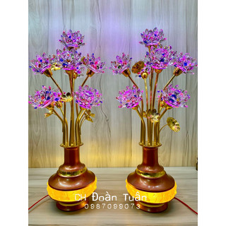 Cặp đèn binh bông pha lê - đèn trang trí bàn thờ bông pha lê cao cấp
