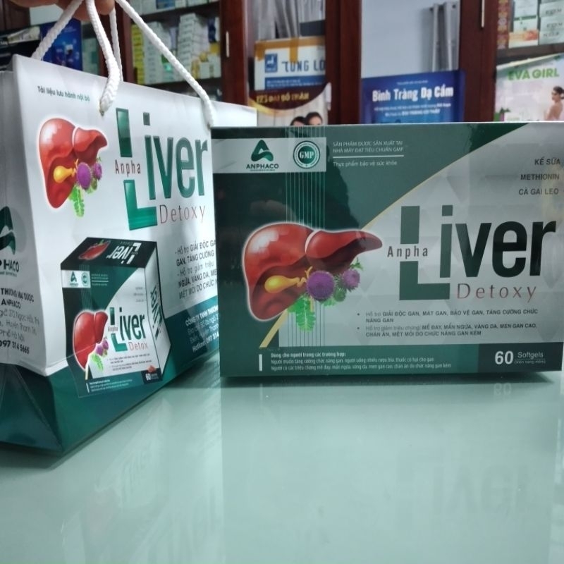 ANPHA LIVER DETOXY hộp 60 viên uống bổ gan, giải độc, mát gan hết mẩn ngứa, nóng trong