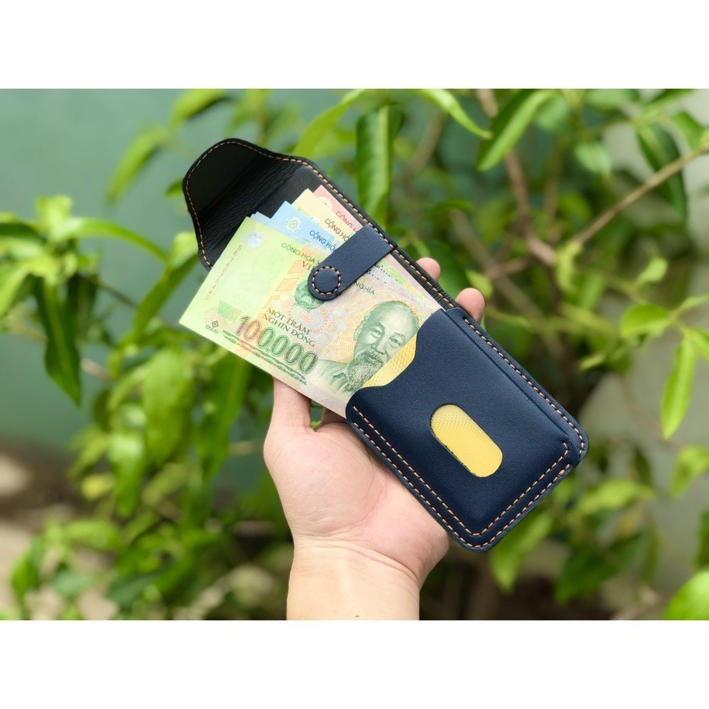 Ví Sen/Ví mini/Bóp Nam da bò thật nguyên tấm khâu tay handmade phiên bản 2023 NP05