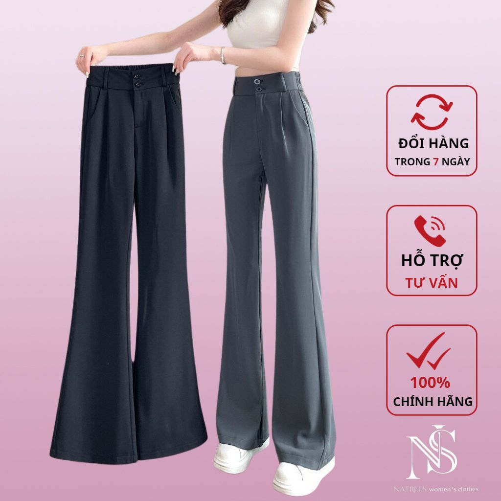 Quần Ống Loe Nữ NATREES Quần tây Nữ Dáng Suông Dài Ống Loe Culottes Tôn Dáng Thời Trang Hàn Quốc QL05