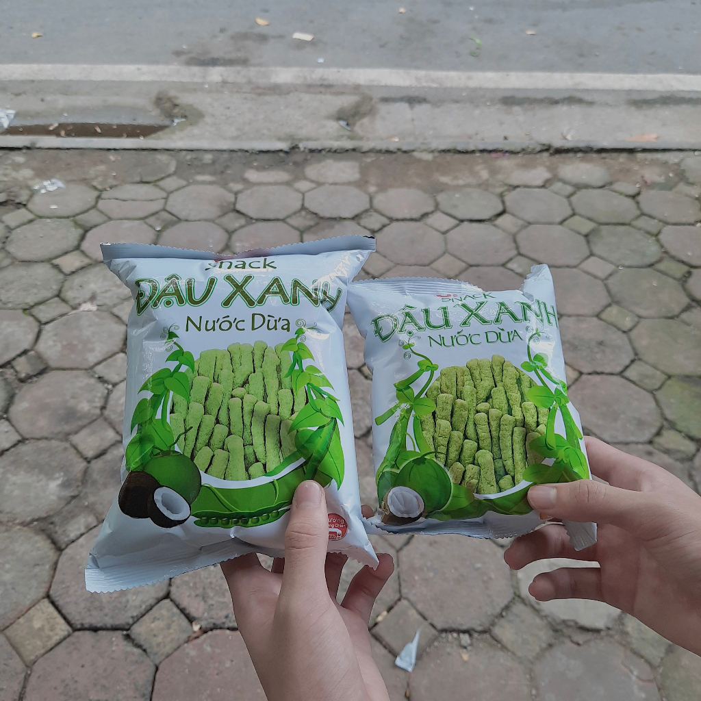 Bim Bim Đậu Xanh Nước Cốt Dừa Snack Oishi gói to 32/35g-Ăn Vặt Sumo Snack