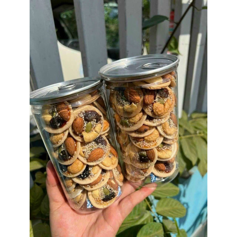 🌸🌸HỦ 300gr Bánh đồng tiền mix hạt điều,hạnh nhân ,nho,hạt bí 🌸