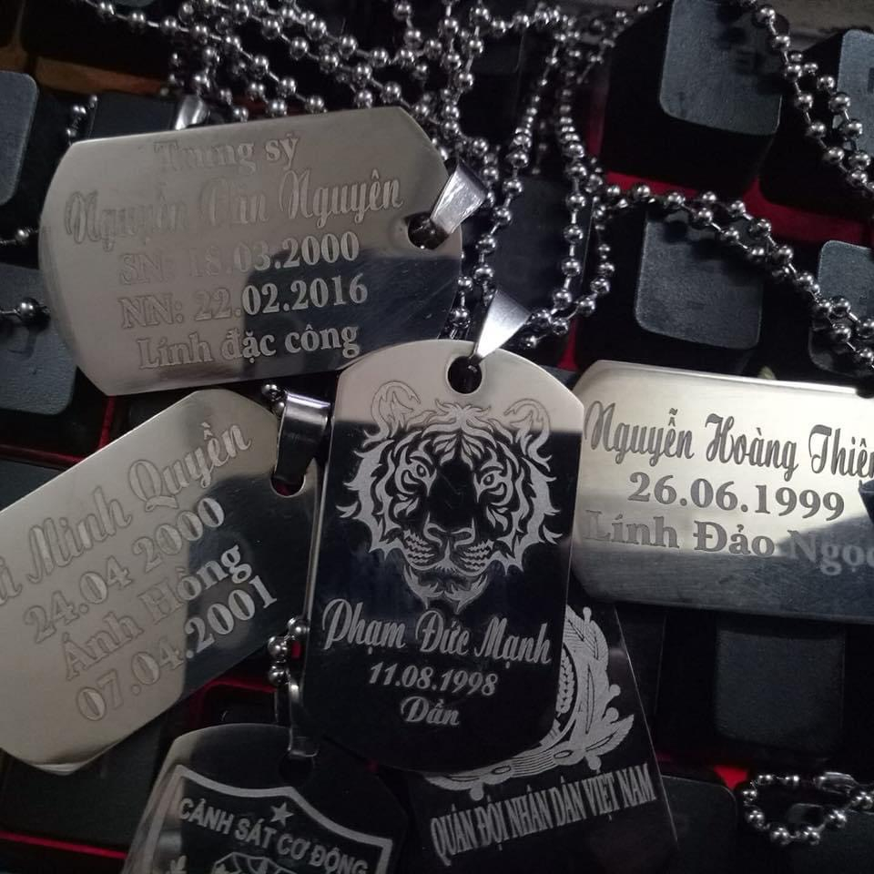 Mặt dây chuyền Dogtag thẻ bài lính kèm dây bi khắc theo yêu cầu - Dây chuyền nam phong cách mạnh mẽ