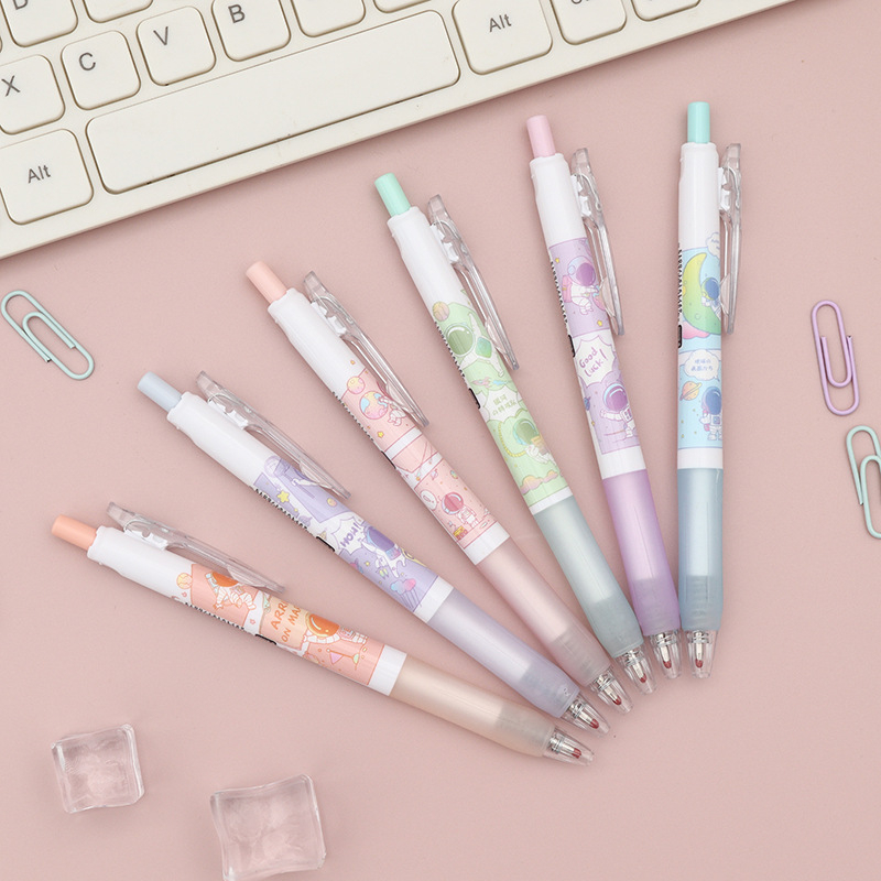 Bút gel phi hành gia dễ thương mực đen ngòi 0.5mm dễ - bút bi gel đen hoạt hình dễ thương có ruột bút thay thế